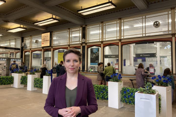 Carla Denyer at Bristol Temple Meads Station ticket office