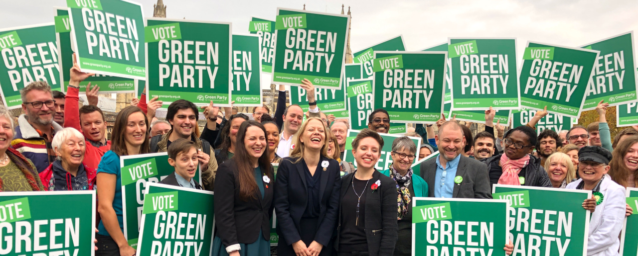 An image of Green Party members at the campaign launch