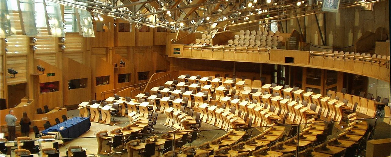 Debating chamber in Scottish Parliament building