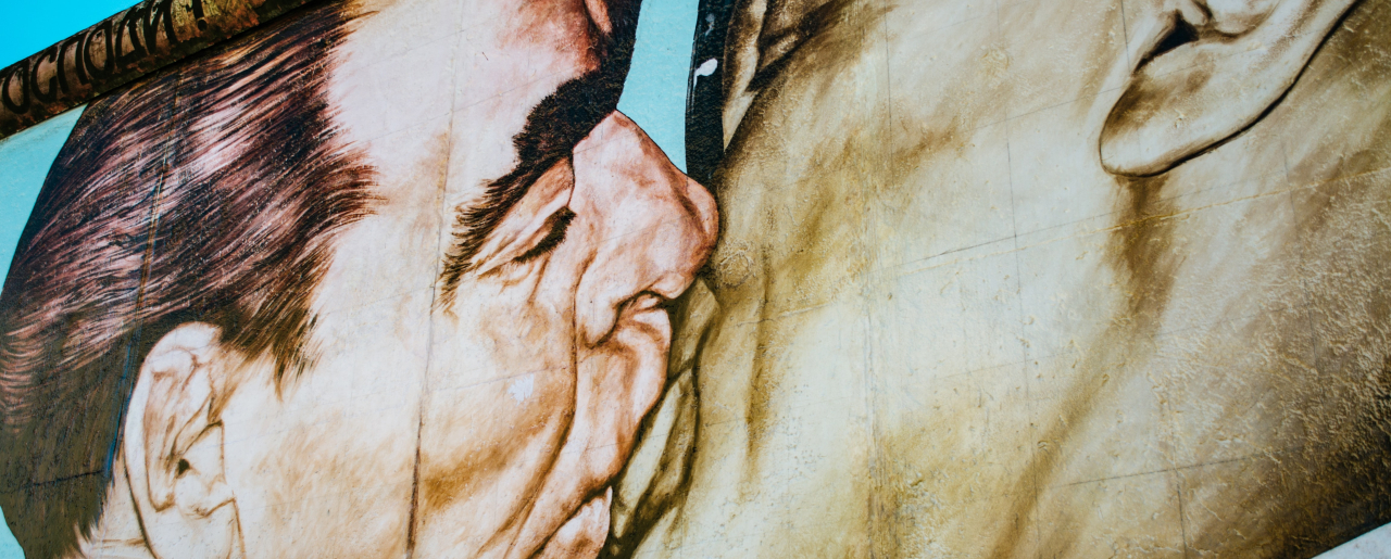A mural of Brezhnev on the Berlin wall