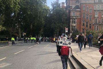 Activists and police at Extinction Rebellion's Autumn protests in London