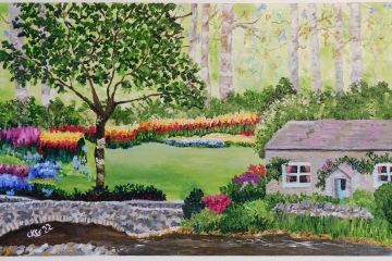 Green garden space house painting